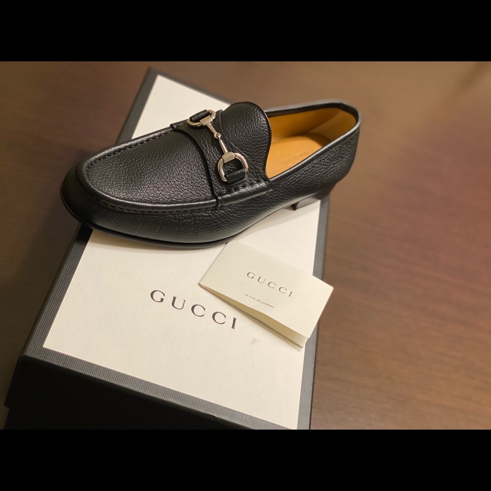 Gucci Silver Horsebit New Leather Men’s Black Loafer Shoes